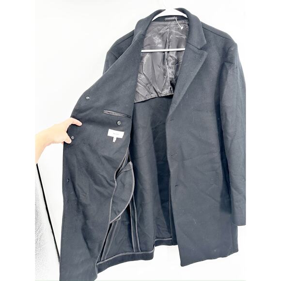 Reiss Gable Black Wool Blend Single Breasted Epsom Overcoat Size XXL - Picture 4 of 11